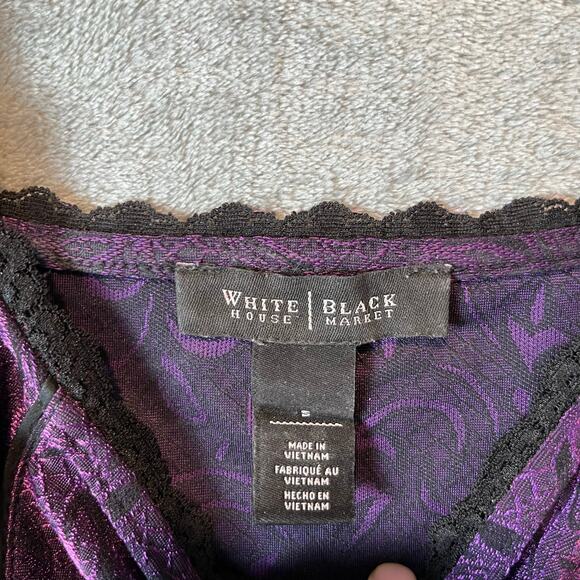 Y2K Vintage Gothic Paisley Purple Brocade Corset Tank Top Lace Trim Grunge Small - Picture 5 of 5